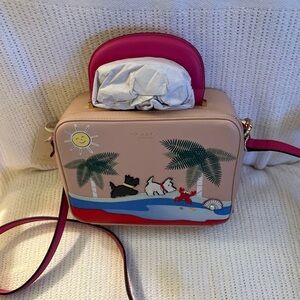 RADLEY LONDON Pink and Cream Crossbody Bag with Palm Tree Design